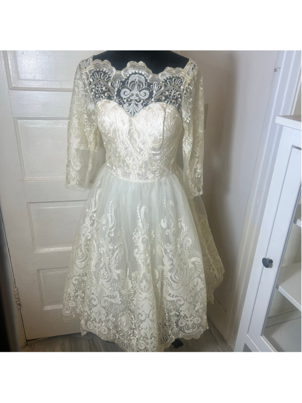 Women's Chi Chi London White Lace Wedding Dress Size 10 Romantic Dance Wedding
